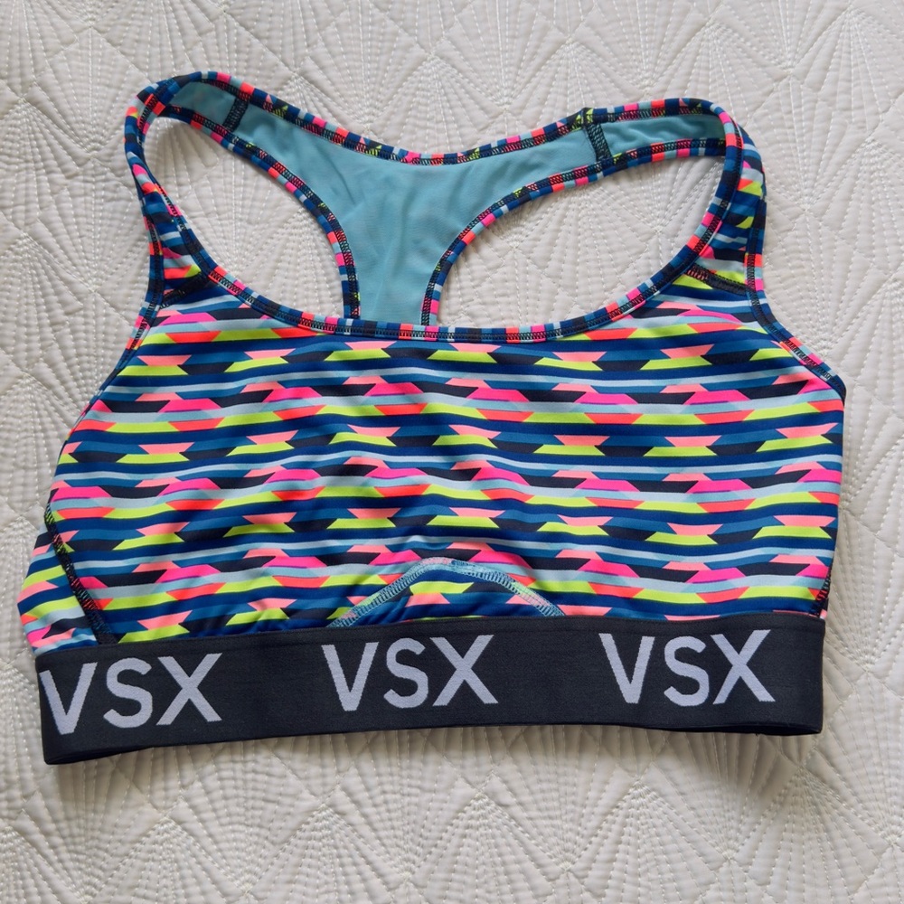 VSX Victoria's Secret “The Player” Colorful Racerback Sports Bra Large